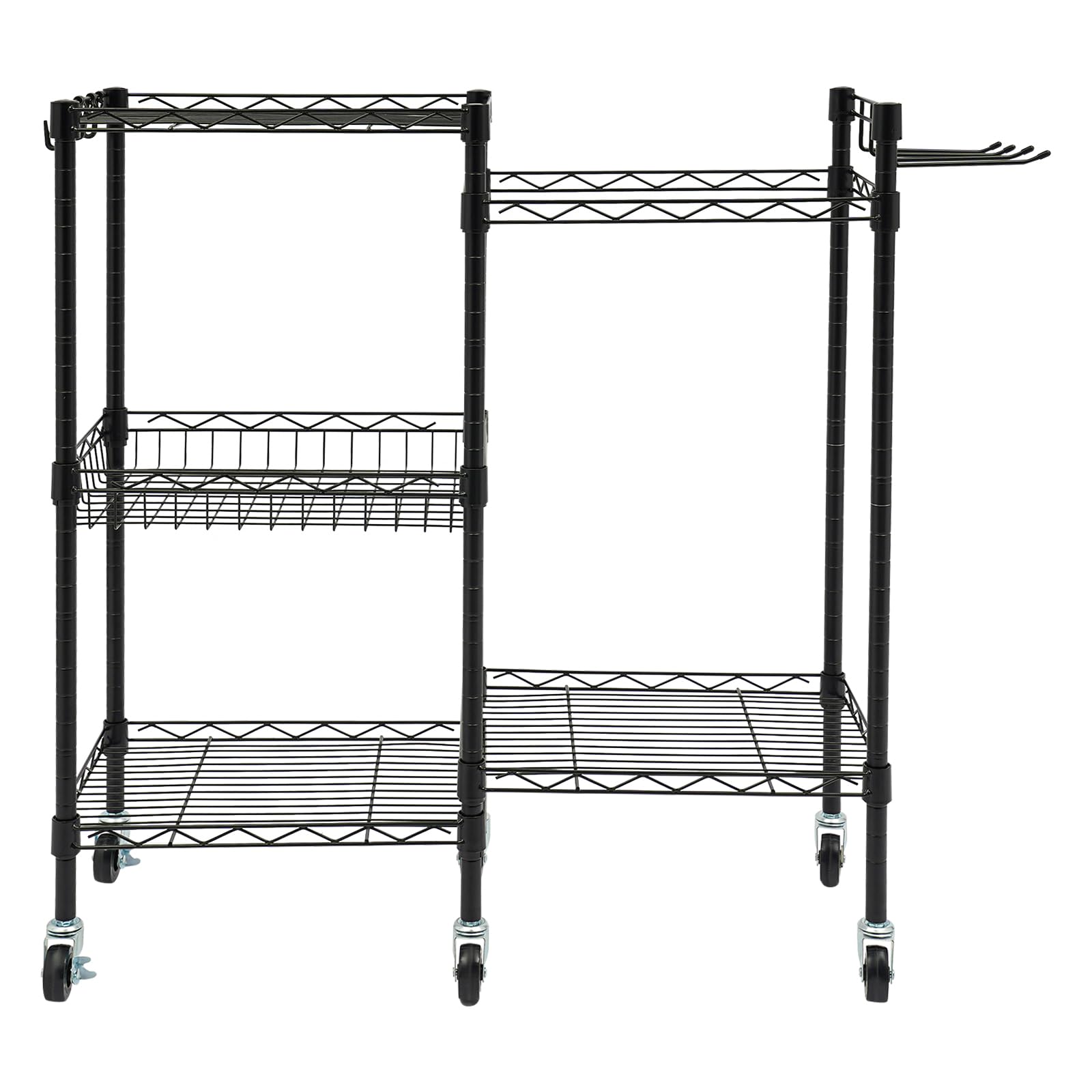 Stojak na hantle 91,5 x 30 x 82,5 cm, regał do przechowywania mat do jogi z kółkami, wolnostojący, wielofunkcyjny stojak na hantle, sprzęt treningowy, organizer do przechowywania, czarny