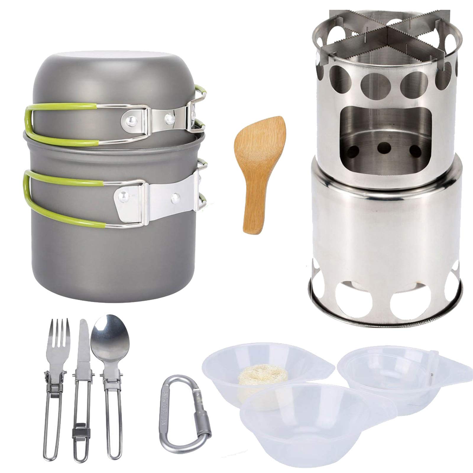 Ensemble de cuisine en aluminium léger avec bols et fourchettes pour camping et trekking
