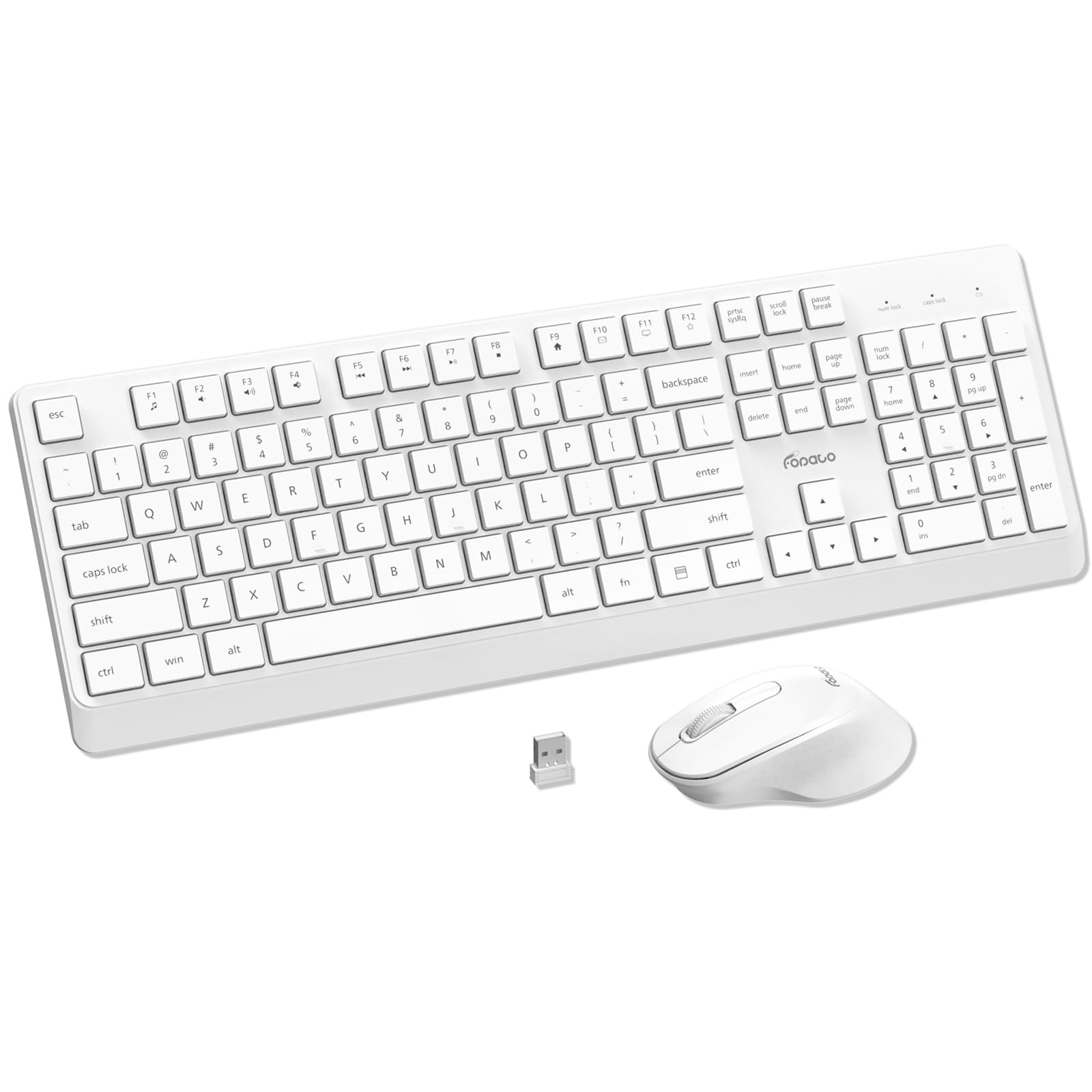 Wireless Keyboard and Mouse Combo, 2.4G USB Full Size Keyboard with Number Pad, 1600 DPI Silent Mouse, Low-Profile Keys for Windows PC Laptop Mac-White-image-39