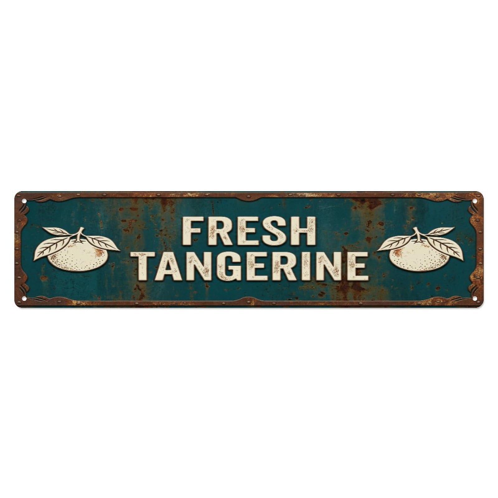 Metal Tin Sign FRESH TANGERINE Vintage Citrus Rustic Farmhouse