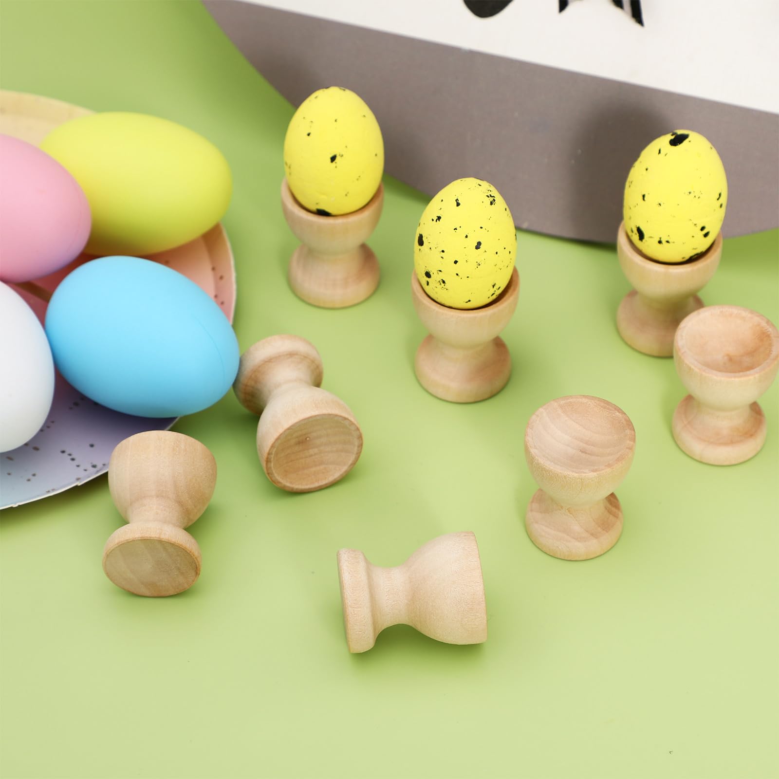 Hemobllo 24 Stück Eierbecher Holz Unbehandelt, Natürliche Eierhalter zum Bemalen und Basteln, DIY Ostereier Ständer Tischdeko, Holzbecher für Frühstückseier und Kinder Ostern Geschenke