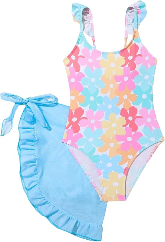 Traje de baño de una pieza Swimsiut para niñas con cubierta de malla y correas ajustables, talla 6-16 años