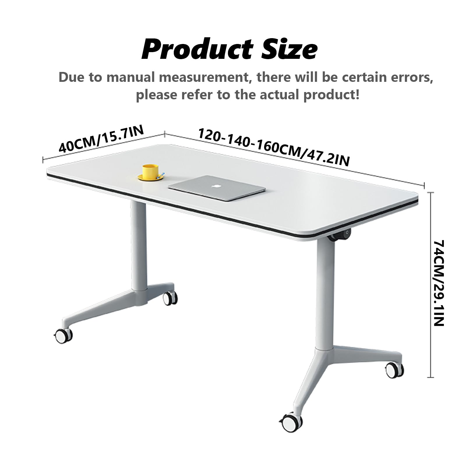 Table d'entraînement mobile pliable à rabat – Table de conférence à roulettes de 119,4 x 40,6 x 76,2 cm avec 4 roues verrouillables, idéale pour le bureau, les salles de réunion, les espaces de