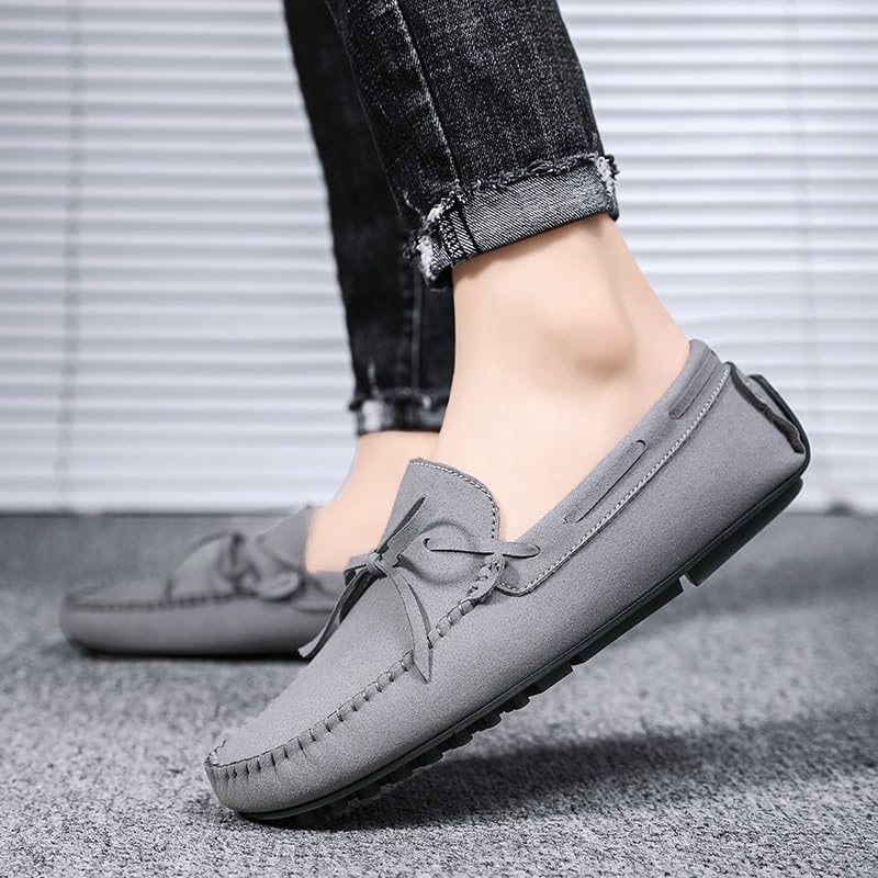 Mens Loafers Round Toe Suede Vamp Boat Shoes Driving Loafers Flat Heel Flexible Slip Resistant Fashion Slip-ons4
