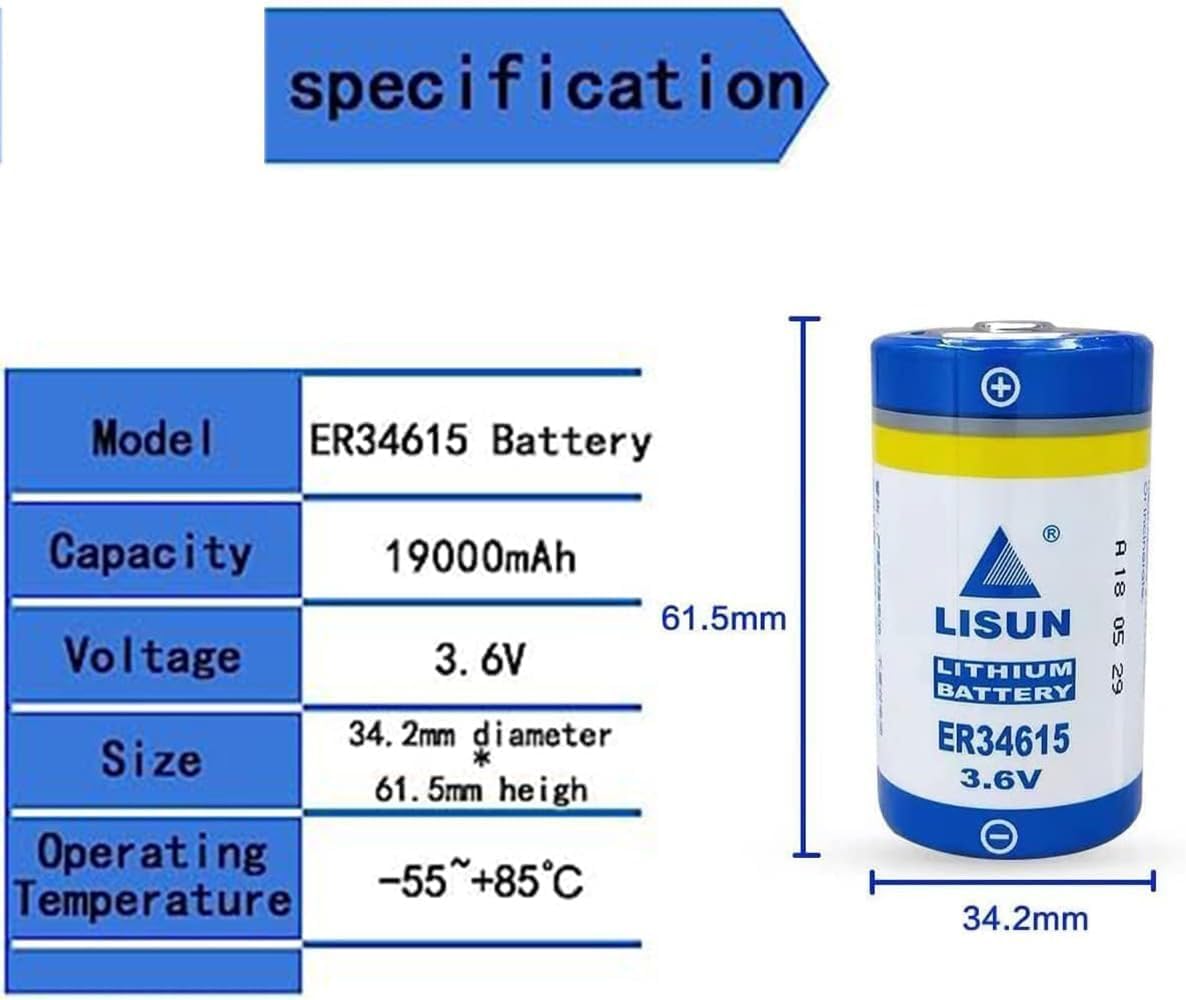 [1 Pack] 3.6V ER34615 D Size Battery for CNC Machine Tool Programmer, 19000mAh