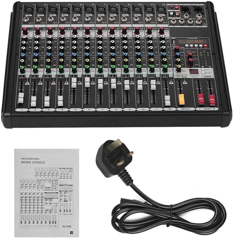 サウンドカード 12チャンネルミキサーミキシングコンソール内蔵の放送スタジオレコーディングDJネットワークライブ用マイクインタフェー 【ワールド】