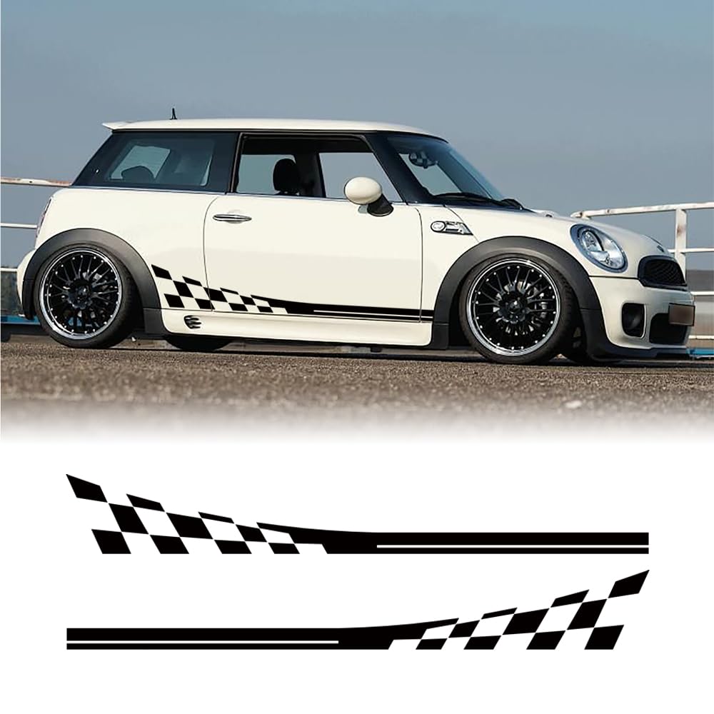 Amazon.com: AUTOSTARY Checkered Flag Vinyl Car Side Skirt Decals