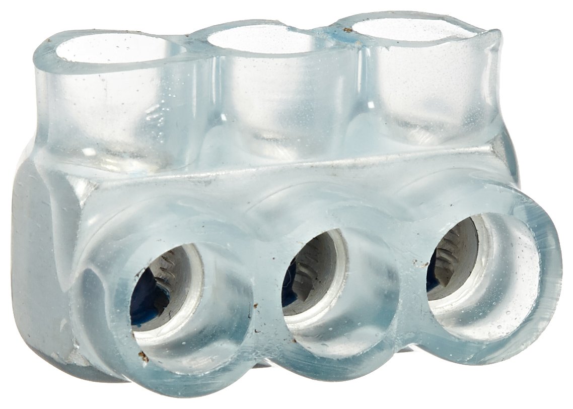 Panduit PCSB250-3S-6Y Multi-Tap Connector Clear Insulation Single-Sided 3 Ports 250 kcmil - #10 AWG STR Conductor Size Range 5/16 Hex Size 0.94 Center To Center Port Hole Distance 2.00 Width 2.13 H