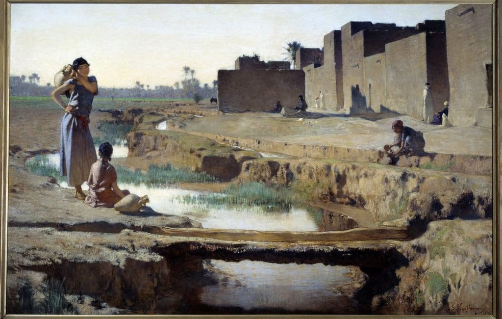 Poster toile Gustave Guillaumet oasis désert algérien 58x90 cm déco murale