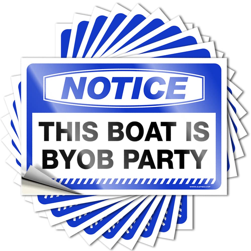 Fzfn Men's Colour Lettering Sticker Bottle Happy Notice This Boat Is Byob Party For Narrow - Desk Decor For Easy Peel Removable(12X18cm)