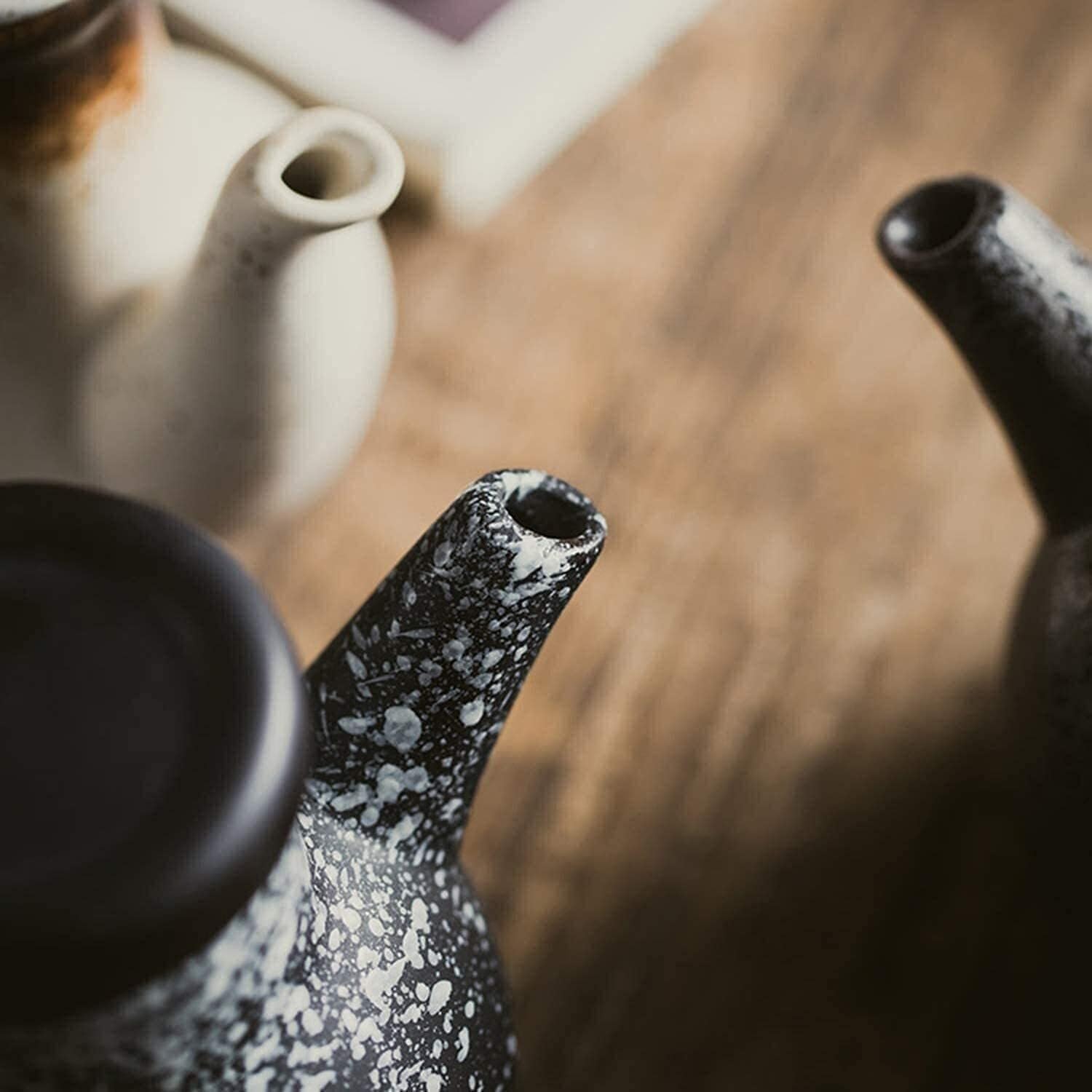 Dispensador de Aceite de Oliva y vinagre, vinagrera de cerámica con vertedor, Botella de 250 ml para Salsa de Soja y vinagre para Cocina