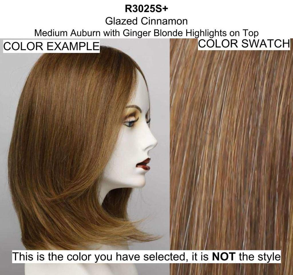 Aperitif Hair Bun Color R3025S+ GLAZED CINNAMON - Raquel Welch Hairpiece 5-6 Lengths Two Interlocking Clips Vibralite Synthetic Soft Wavy Add-Ons Bundle MaxWigs Hairloss Booklet