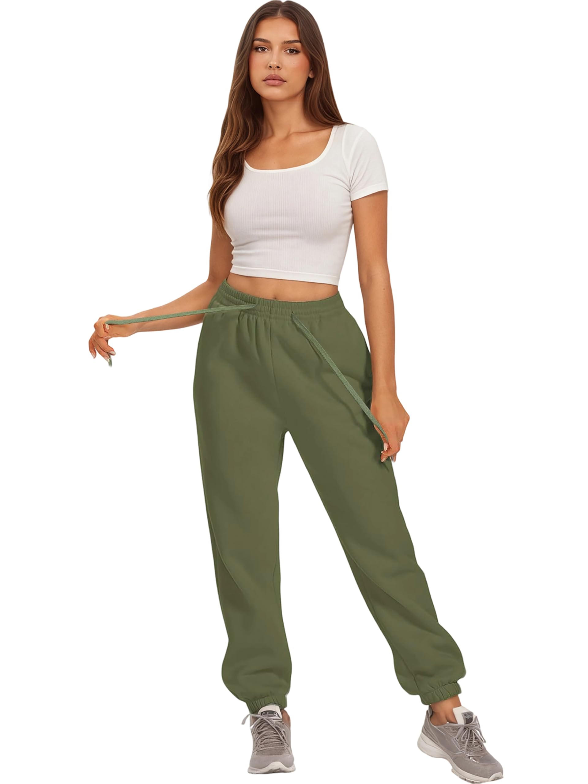 Timuspo Pantalon de jogging long baggy pour femme - Confortable - Avec taille élastique et poches - Pour l'automne et l'hiver