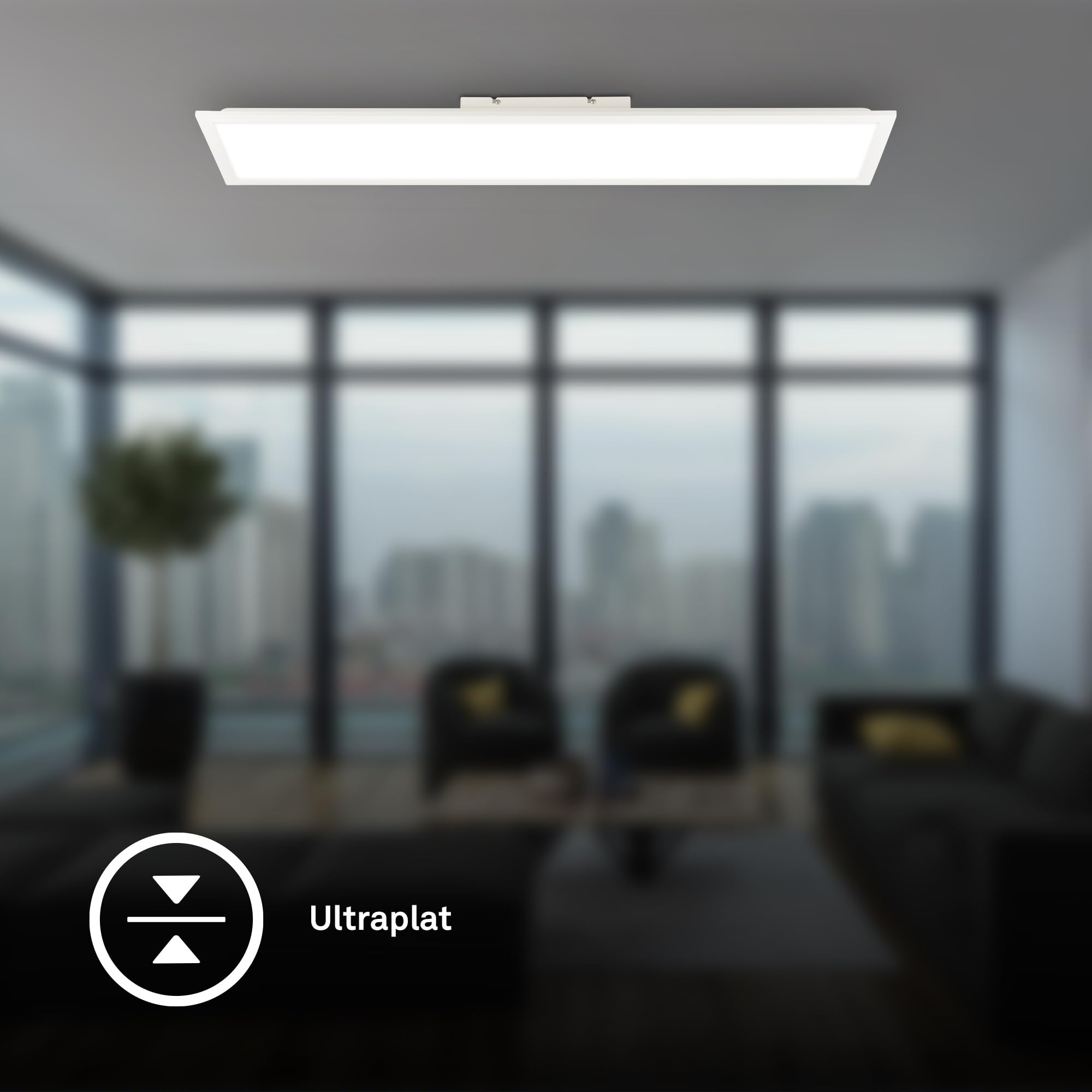 BRILONER - Panneau LED avec lumière blanc neutre, IP44 protection contre les éclaboussures, dalle led, panneau plafond, plafonnier, lustre salon, lustre cuisine, 100x25x6 cm, blanc