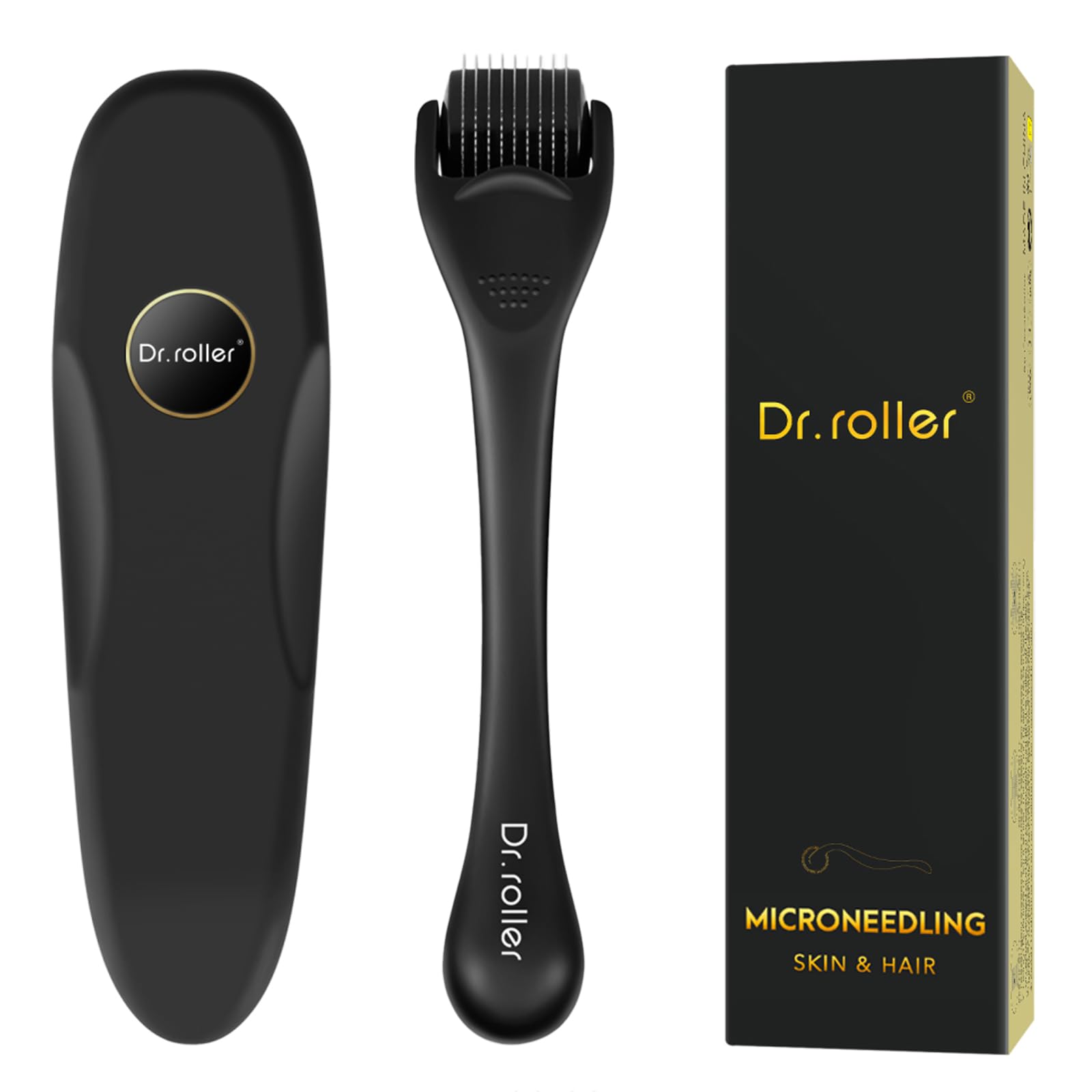 Dr.roller Derma Roller Cabello 0.5mm, Derma Roller para el Crecimiento Antiedad de la Barba y el Cabello, Microneedling para el cuero cabelludo facial