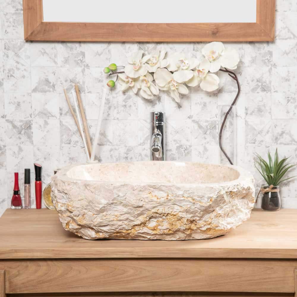 Grande lavabo in marmo Crema 45 – 55 cm