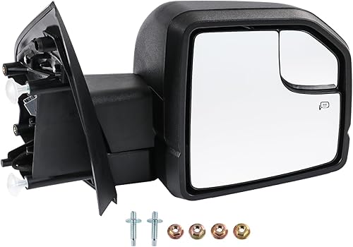 Espejo retrovisor derecho del pasajero con textura, negro, plegable, manual, calentado con señal de giro, vidrio de punto ciego compatible con Ford