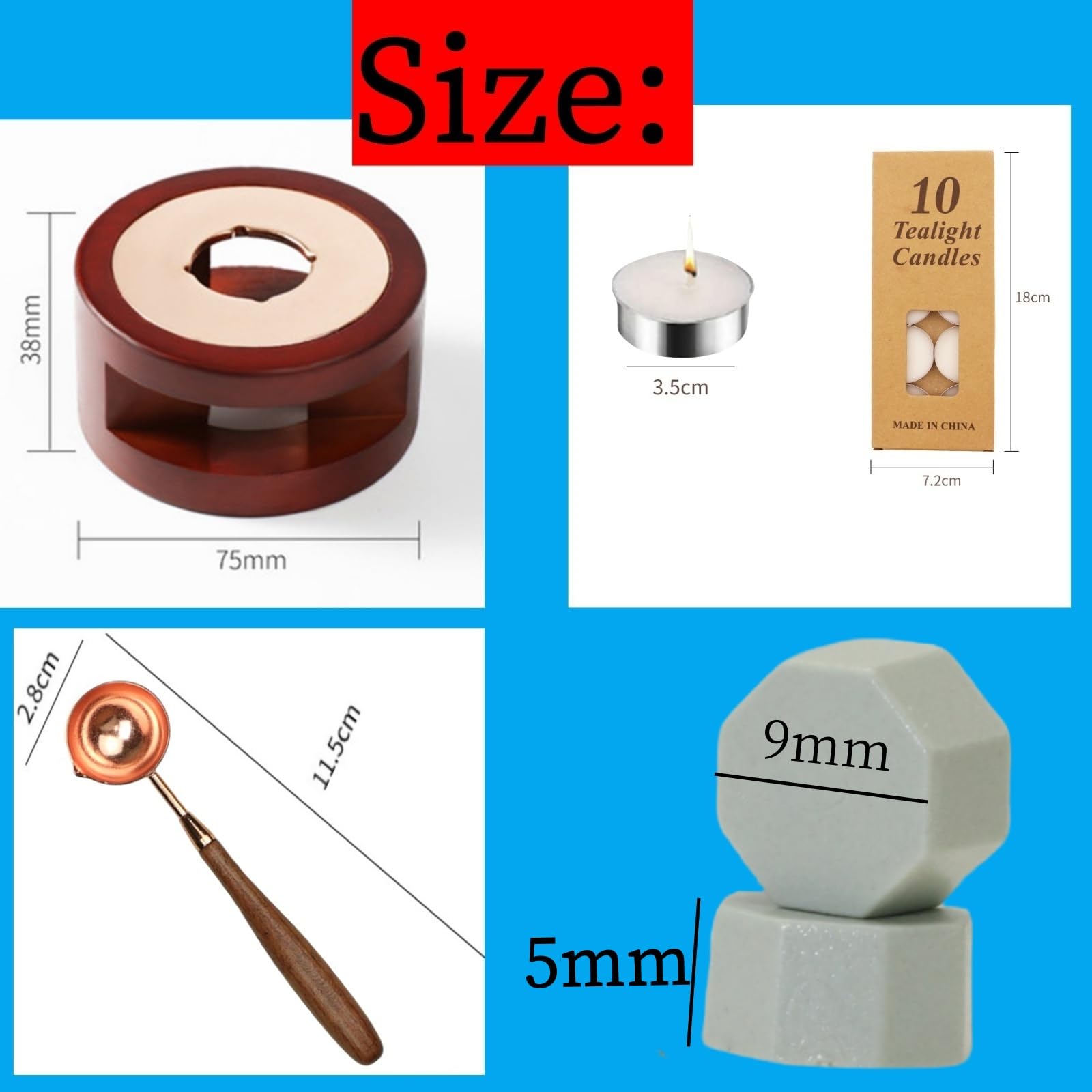 Sealing Wax Beads Kit, Atopbb 300pcs Mixed Red Color Wax Seal Beads, 1pcs Wooden WaxSeal Warmer - Image 3