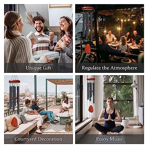 image for Bursvik 28' Black Wind Chimes For Mothers Day, Decorative Wind Chimes 