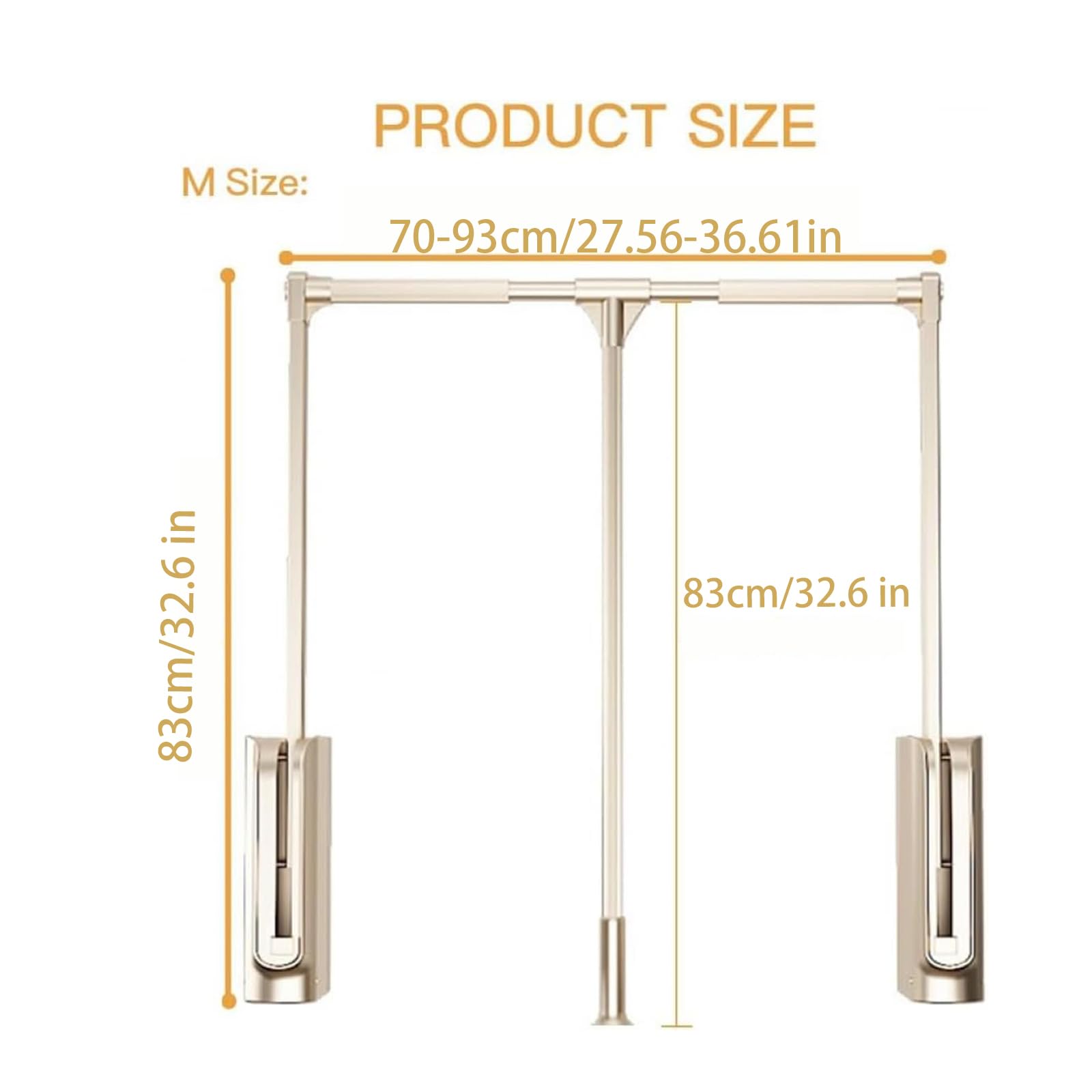 Barra de Armario Escamotable, Carga 30 Kg, Percha Ajustable, Barra De Prenda, Guardarropa, Ancho Ajustable 89-121 cm, Montaje En Piso, Acero Inoxidable, Metal (M)