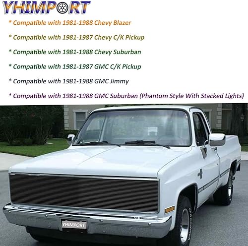 Miniatura 6 de Parrilla frontal negra para Chevy GMC Pickup Suburban Blazer Jimmy Phantom Billet 1981 82 83 84 85 86 1987 Chevy GMC Pickup Suburban Blazer Jimmy