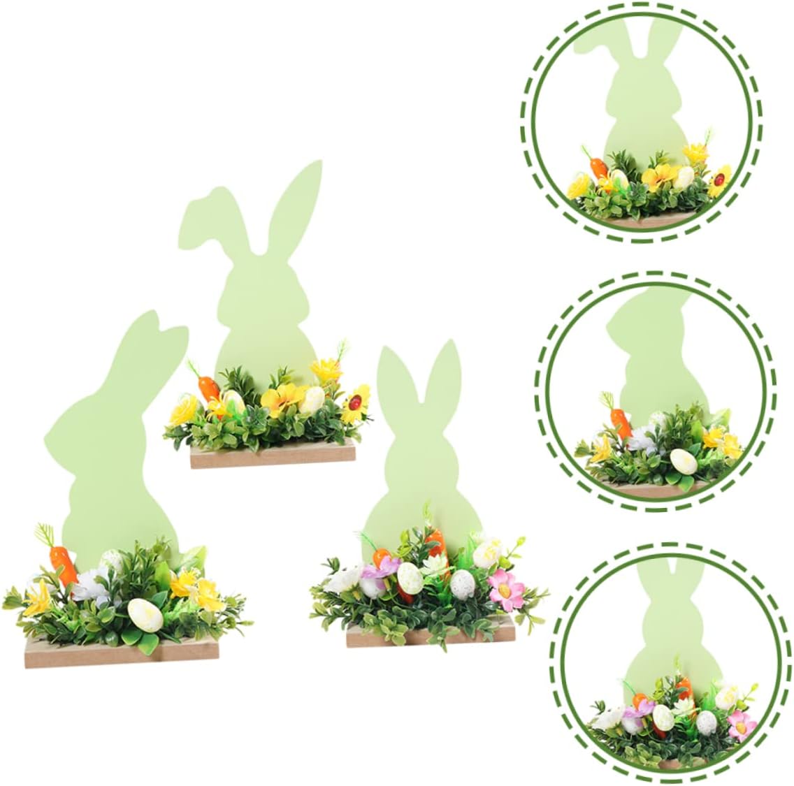 Zerodeko 3pcs Easter Bunny Table Decorations Spring Tabletop Centerpieces for Home Office Party Multi-Purpose Easter Decor Stable Base for Seasonal Celebrations
