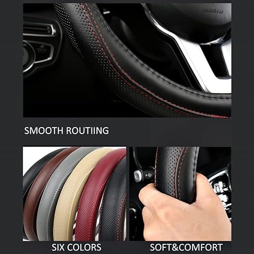 Miniatura 3 de Funda para volante de piel de vacuno, resistente al calor, antideslizante, compatible con la mayoría de marcas y modelos de automóviles y camiones