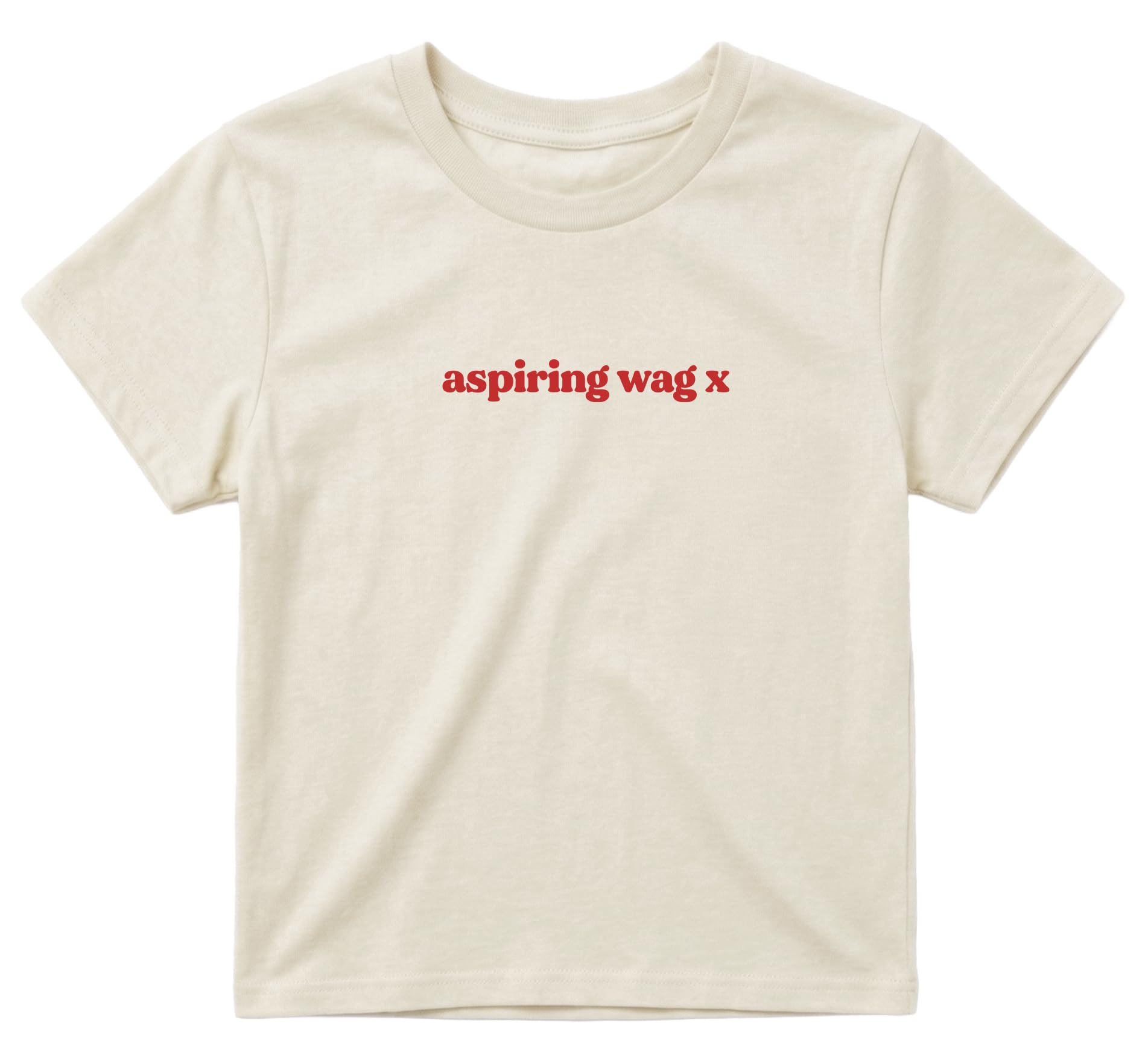Sanfran Clothing Aspiring Wag Baby Tee T-Shirt Top World Football Shirt England Scotland Country Team 2026 Soccer Womens Flag Varsity Shirt Natural (Red Text) - Medium — image 1