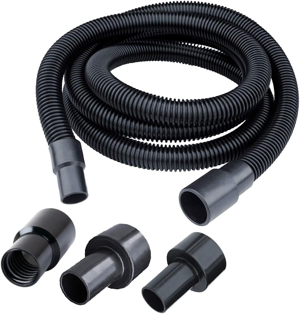70175 10 Ft. Dust Collection Hose Kit with 5 Fittings for Woodworking Power Tools Home and Wet/Dry Shop Vacuums, Black