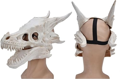 Miniatura 8 de JTLB Máscara de calavera de dinosaurio de simulación de látex, cubierta de Halloween, fiesta de disfraces, accesorios de cosplay