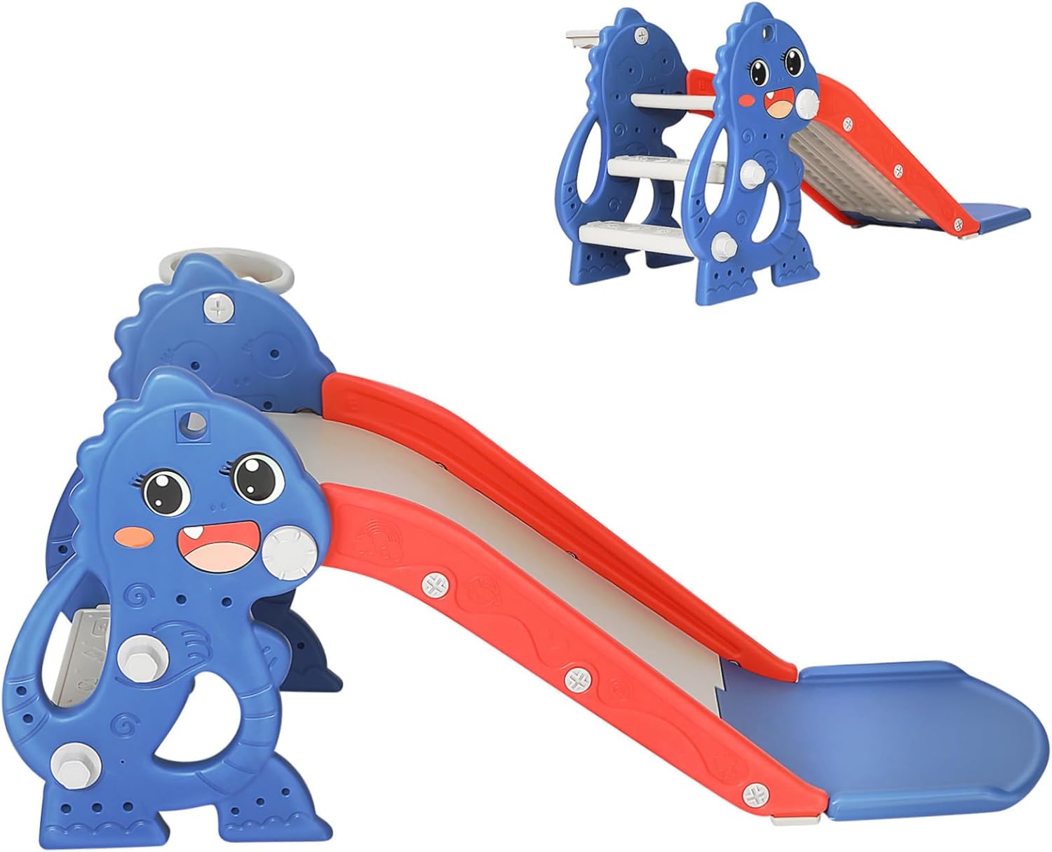 VANZACK Slide Climber Playset with Basketball Hoop Foldable Lightweight Slide for Indoor Outdoor Use Colorful Compact Playground for Ages Easy Assembly and Space-Saving Design