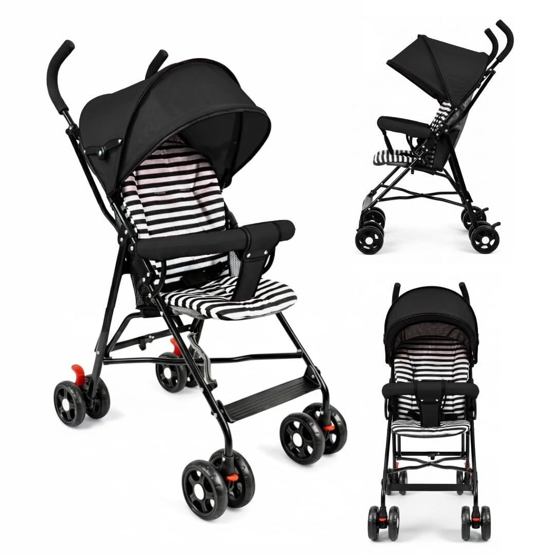 OBABY Stroller with Reclining Seat, Adjustable Canopy, Safety Harness, Smooth Wheels, Compact Folding Design (Foldable-B