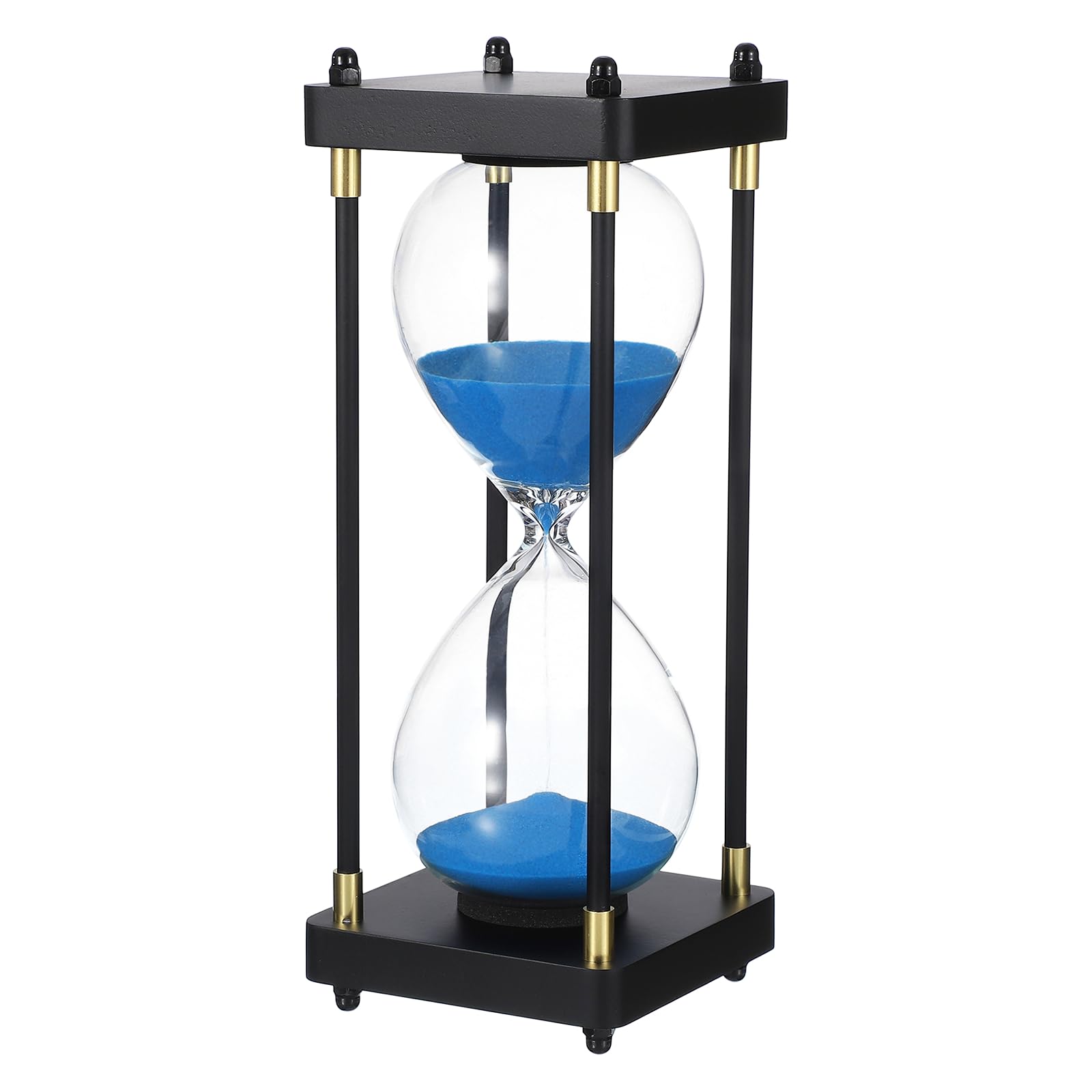 PATIKIL Large Decorative Sand Timer, 60 Minutes Wood Hour Glass Timer Modern Wooden Hour Glass for Cooking Game Office Classroom Kitchen Home, Blue(Style 1) โ image 1
