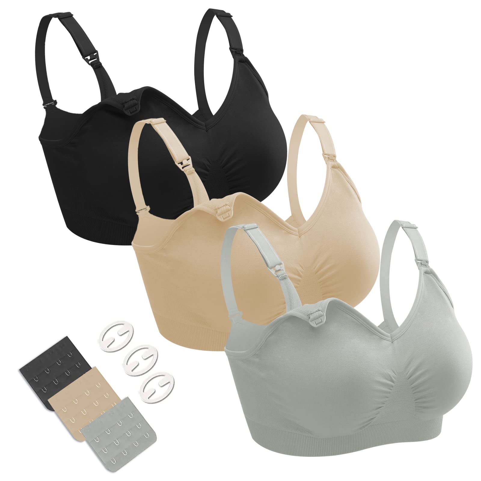 Dresime Sujetadores Lactancia, 3 Piezas Sin Aros Sujetadores de Maternidad Ultra Confort Sujetador Premama para Mujeres con con Extra brazaletes y Ganchos — view 15