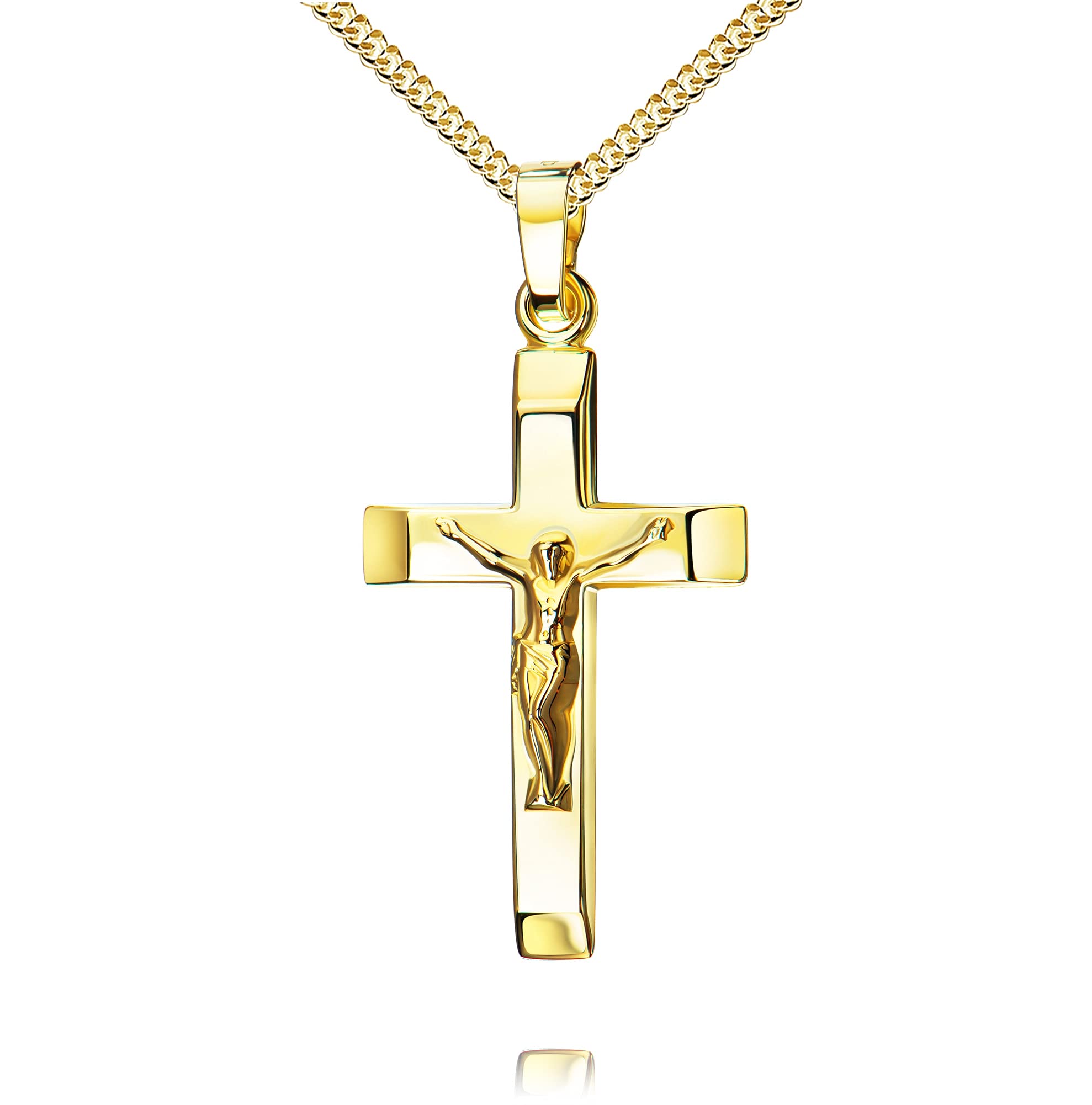Kruzifix-Anhänger 750 Gold 18 Karat Kreuz-Anhänger Jesus Christus Ketten-Anhänger mit Schmuck-Etui