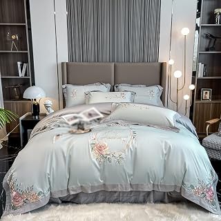 FGHOEV Elegant Embroidery Bedding Set Duvet Cover Pillowcases Bed Linen Set for Adults (Color : D, Size : Queen size 4pcs)