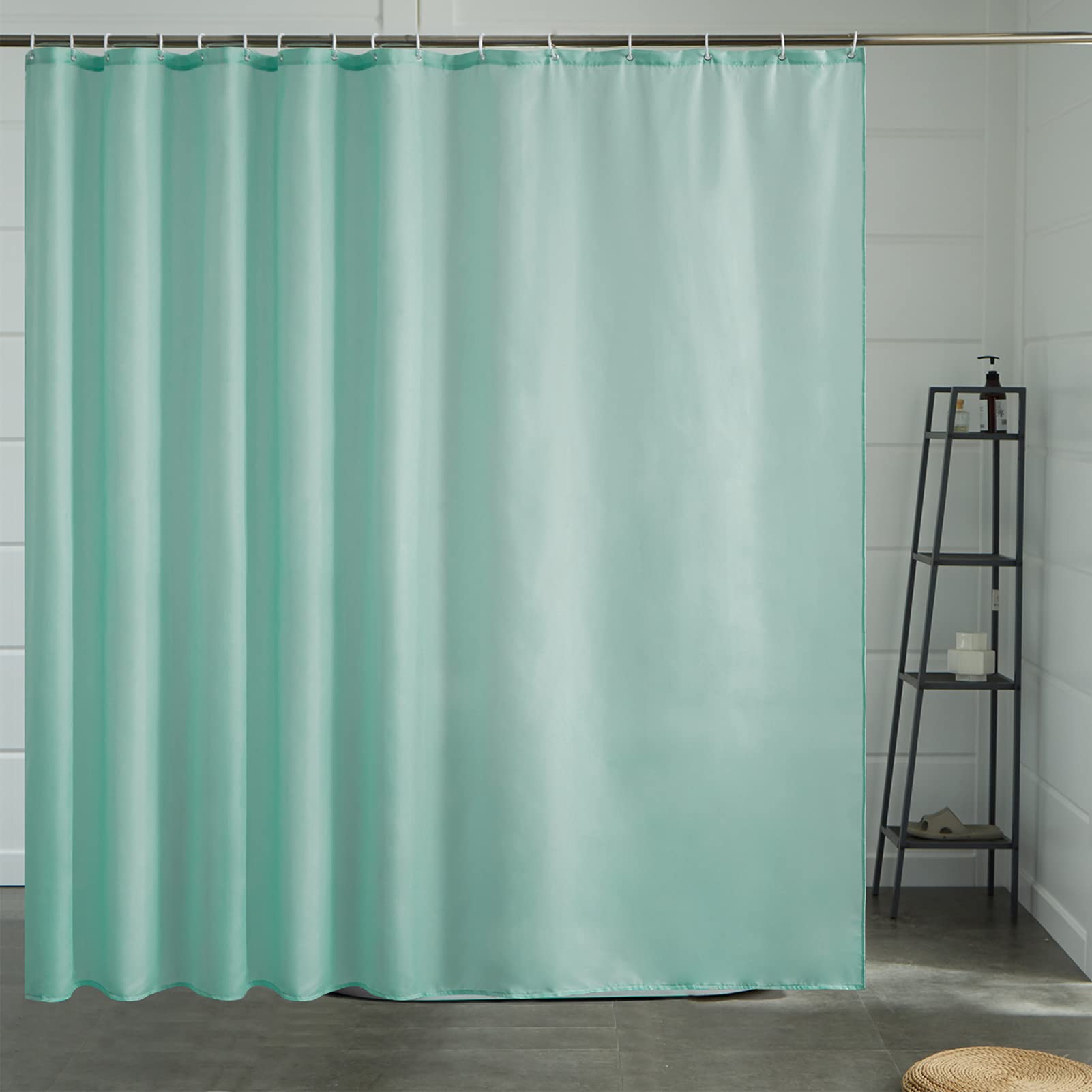 Cortinas Baño Blanca Antimoho Antibacteriano Impermeable Poliester Tela Lisa Lavable, con 12 Ganchos Plásticos, 180x200 Cortina. — view 42