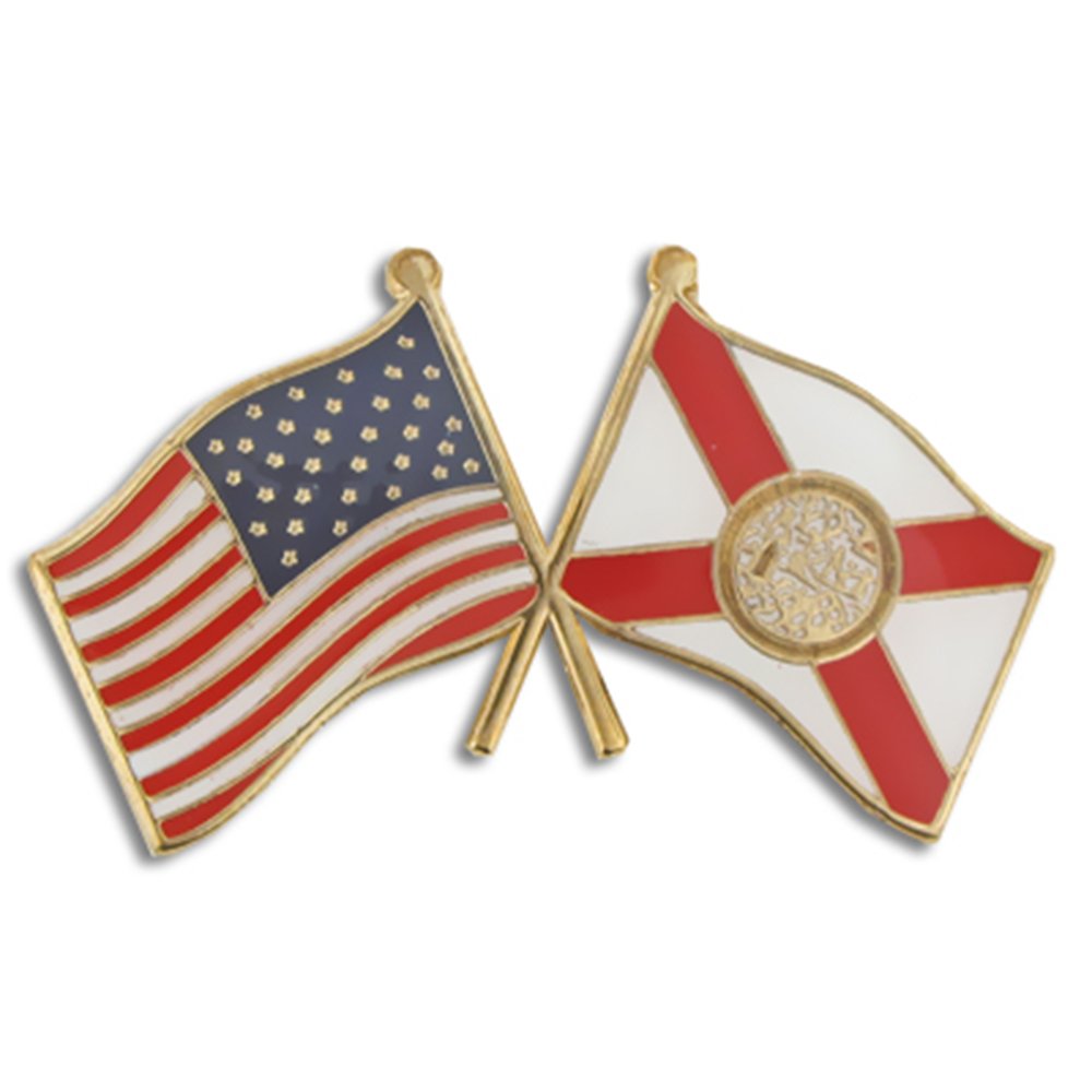 PinMart USA Crossed Friendship American Flag Pin – Gold-Colored Plated Enamel – Clutch Back – Ideal for Events, Awards, Gifts – Durable, Individually