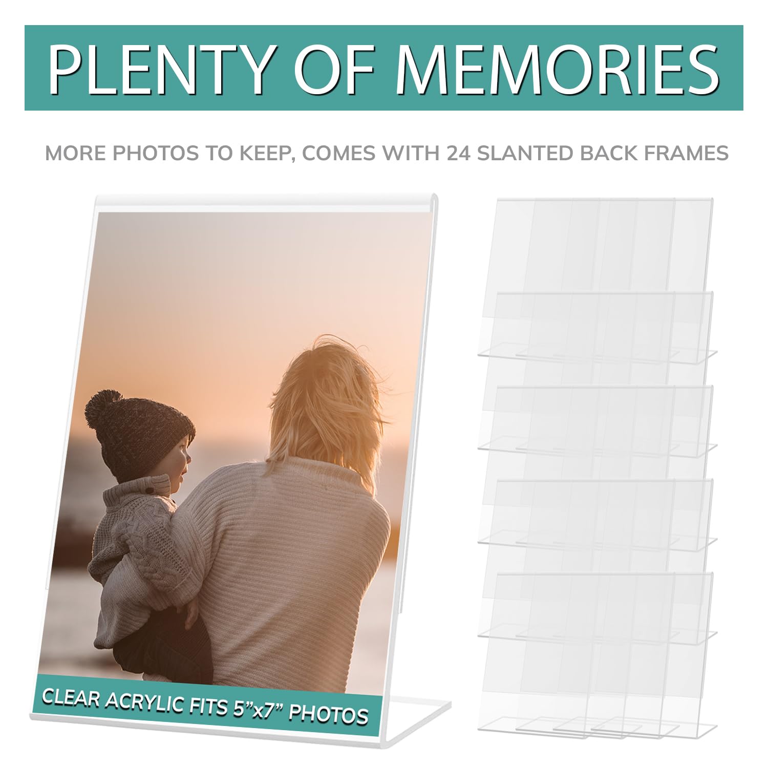 Acrylic Sign Holder 5x7, 6-Pack Clear Frame Stand for Photos