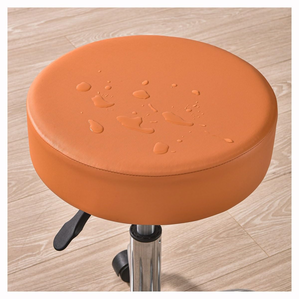 Round Bar Stool Covers Waterproof, PU Leather Bar Stool Cushions Round Stool Slipcovers Stretch Bar Stool Seat Covers Set Of 2/4/6 Barstool Cover,for 12/13/14/15 Inch Bar Chair ( Color : Orange , Size