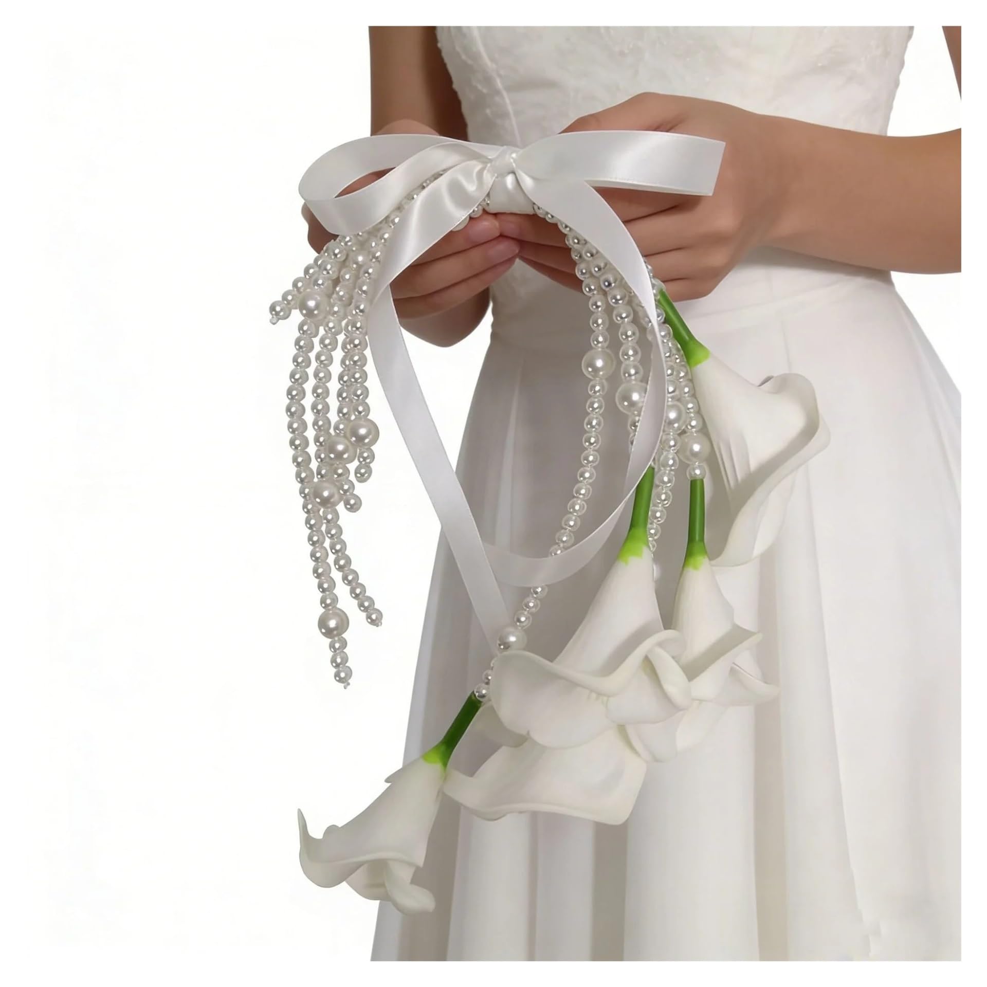 Gijmzy Black Butterfly Orchid Pearl Tassel Bridal Bouquet