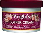 Wright's Copper, Brass Cream Cleaner - 8 Ounce - Gently Cleans and Removes Tarnish Without Scratching