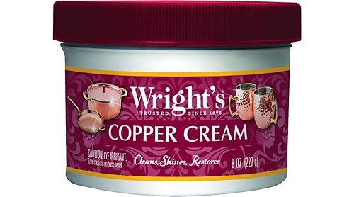 Wrights Copper and Brass Cream Cleaner - 8 Ounce - Gently Cleans and Removes Tarnish Without Scratching