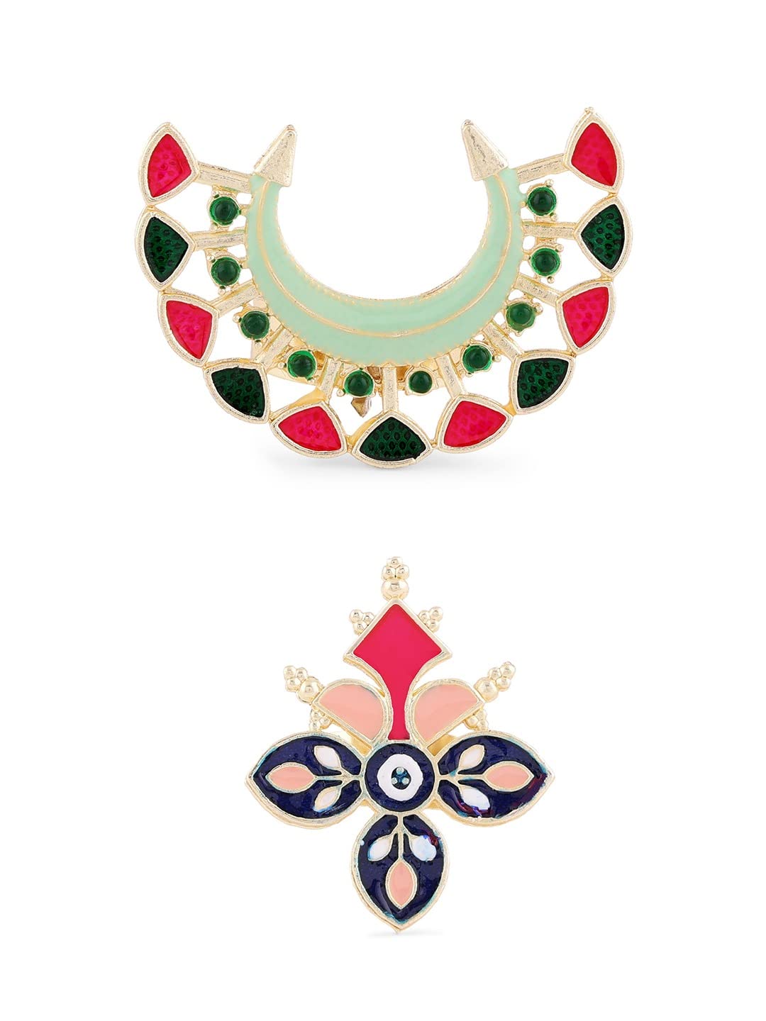ZAVERI PEARLS Set of 2 Multicolor Meenakari Fusion Wear Adjustable Finger Rings For Women-ZPFK15183 (B0BJFC3LP9) Amazon Price History, Amazon Price Tracker