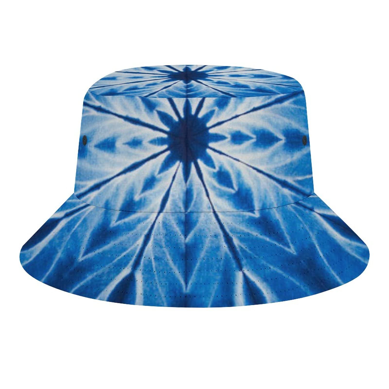 Tiedye Denim Blue Unisex Bucket Hat Travel Outdoor Beach Vacation Youth Cooling Packable Sun Cap Summer Fisherman Hat