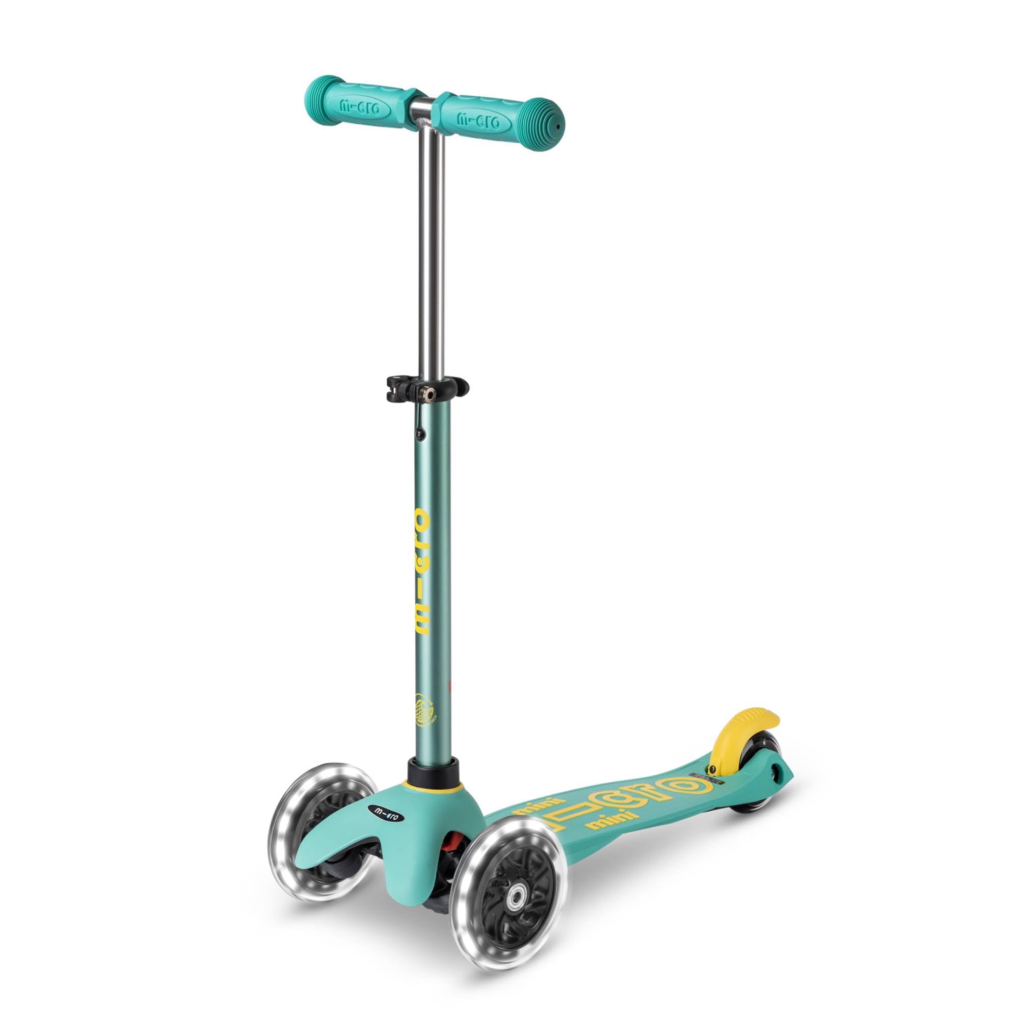 Micro® Mini Deluxe LED | Patinete Infantil Premium 3 Ruedas con Luces LED sin Pilas| Manillar Ajustable y Desmontable | Plataforma Antideslizante | Giro por Inclinación | Niños y Niñas | +2 Años