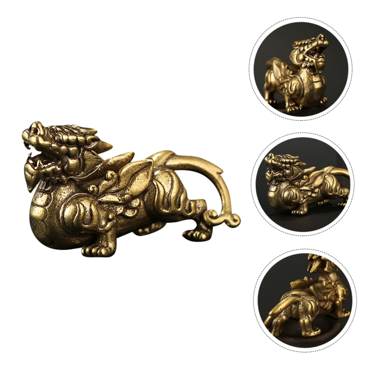 HOMSFOU Ornament - Brass Car Dashboard Decoration for Prosperity Feng Shui Desktop Figurine Unique Gift for Home and Office - Image 4