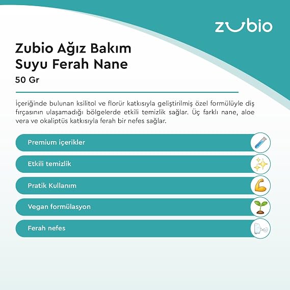 Zubio Ağız Bakım Suyu Ferah Nane, 250 ml
