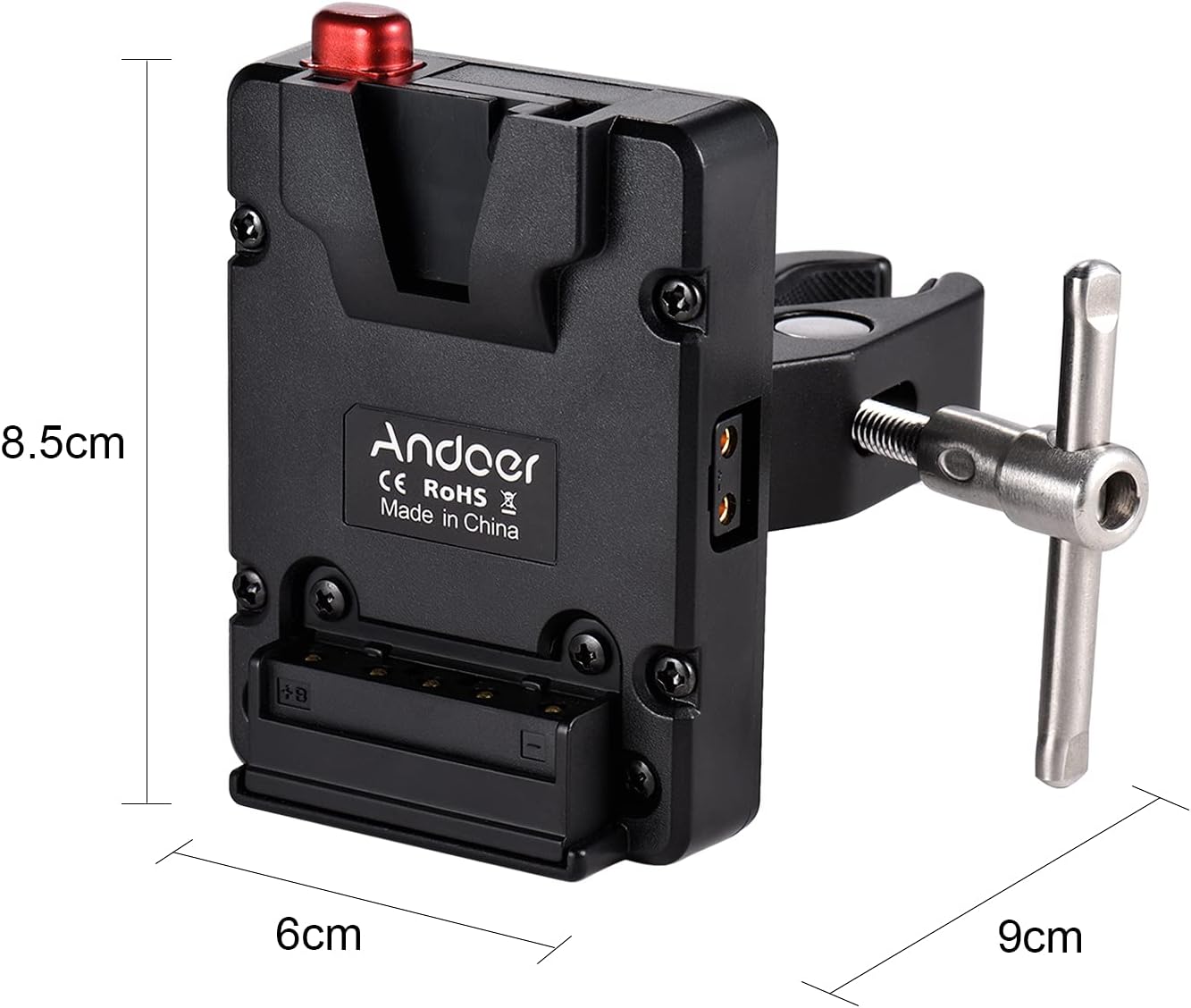 Andoer Mini Nano V-lock Mount Battery Power Supply Adapter Plate with Plier Clamp for Mini V-mount Battery