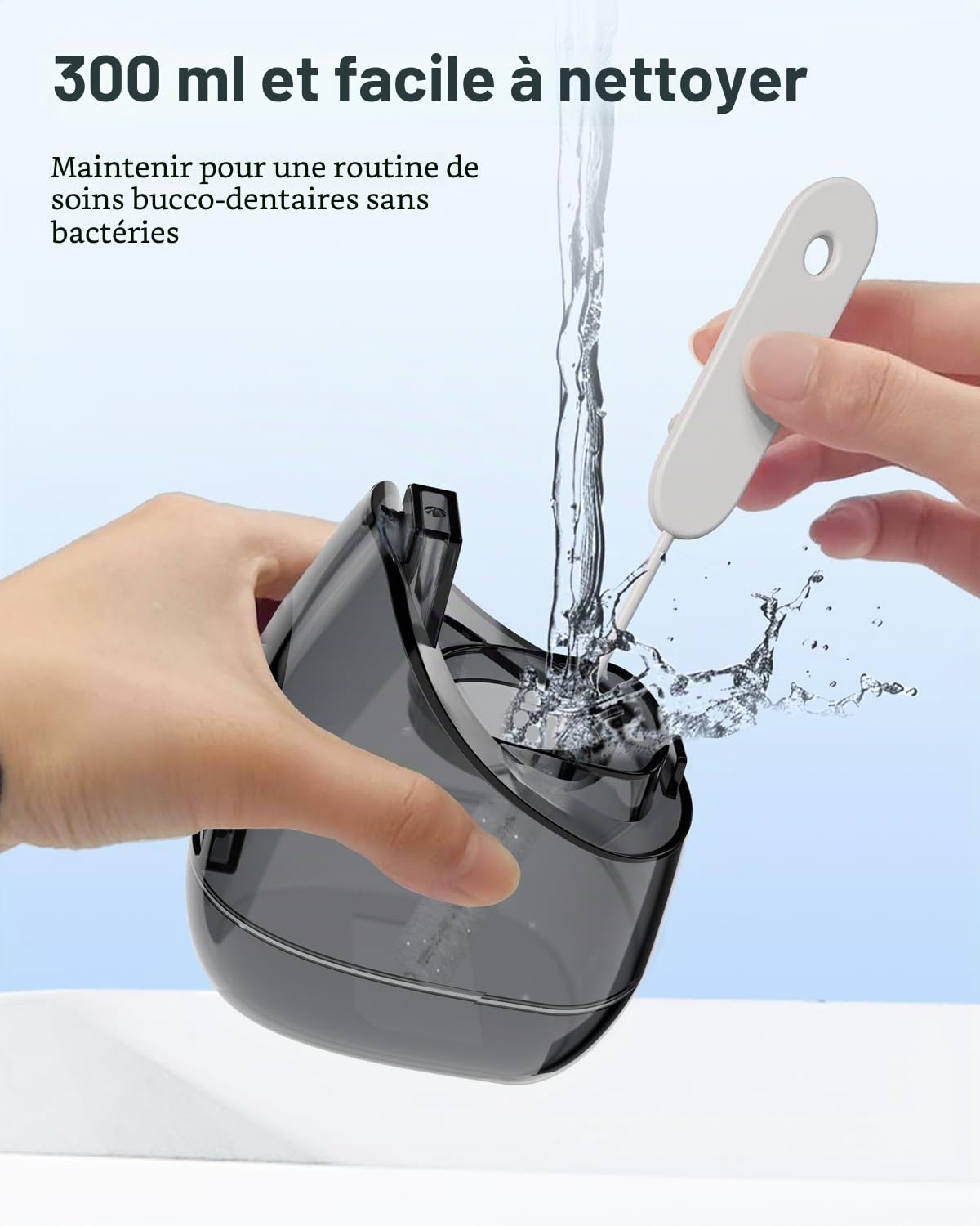 Hydropulseur et brosse à dents électrique pour adultes - Irrigateur buccal et brosse à dents sonique 2-1 - Kit de nettoyage buccal (noir)